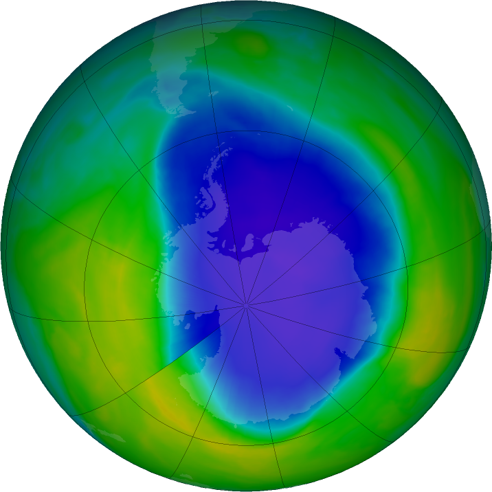 Antarctic ozone map for 17 November 2021